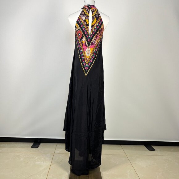 $465 NWOT JOHNNY WAS JADE Silk Blend NADIA Halter Floral Maxi Dress Size S - Picture 5 of 12